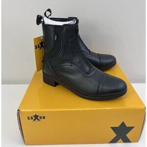 Saxon Syntovia Zip Paddock Boots - Black Equestrian Boot Womens 6.5